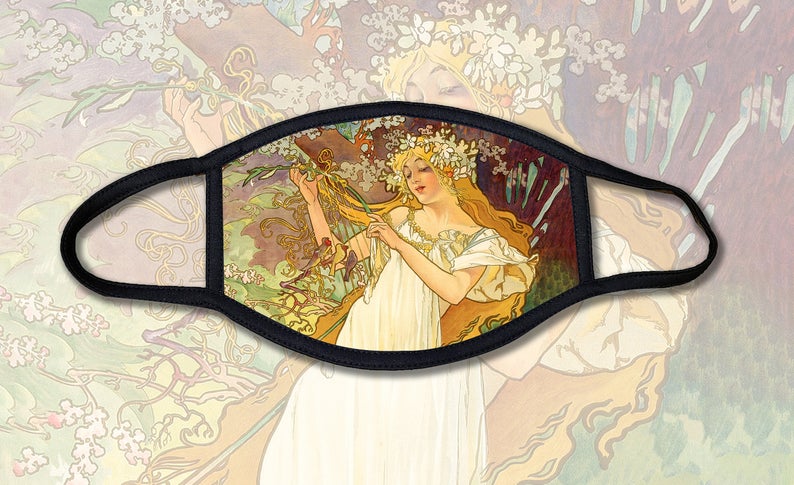 Alphonse Mucha Spring Face Mask