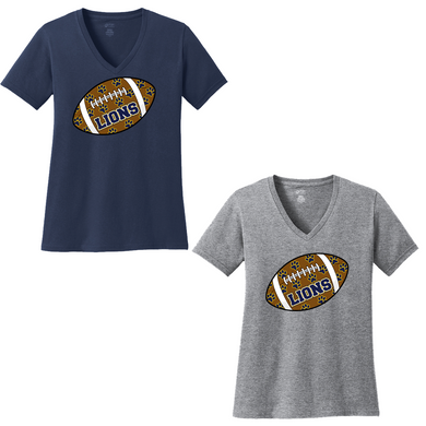 Howell Lions Paws Football Ladies Short Sleeve V-Neck Shirt