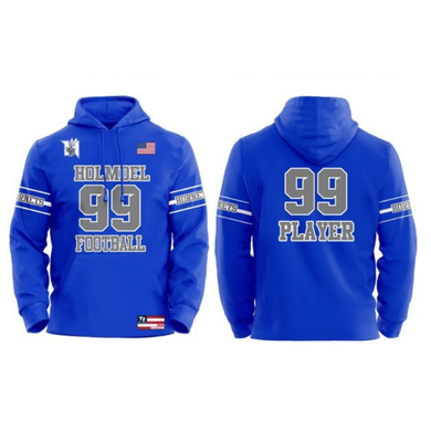 Holmdel Hornets 2025 Game Day Hoodie Blue Number Design