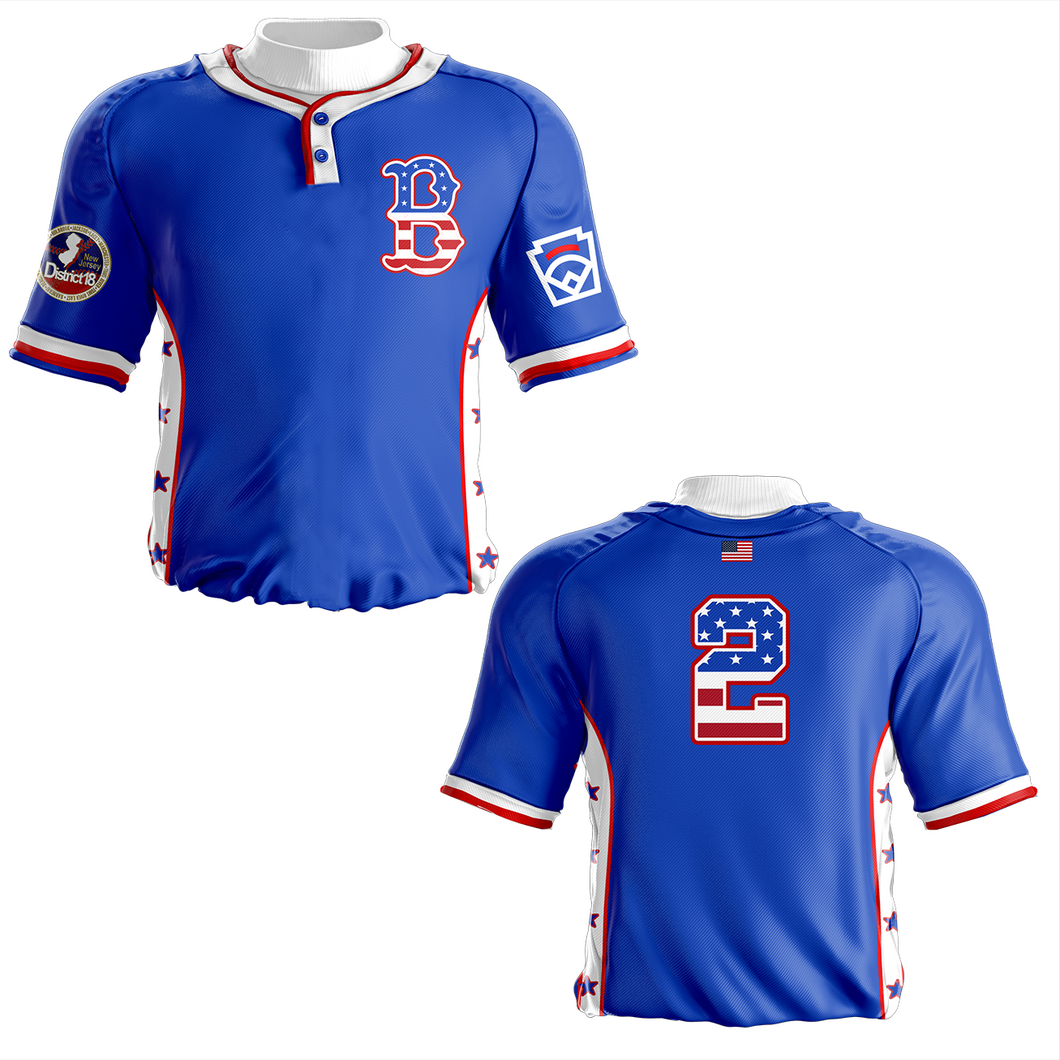 Brick Little League Blue 2 Button Jersey