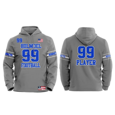 Holmdel Hornets 2025 Game Day Hoodie Gray Number Design