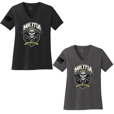 NJ Militia Ladies Short Sleeve V-Neck Shirt