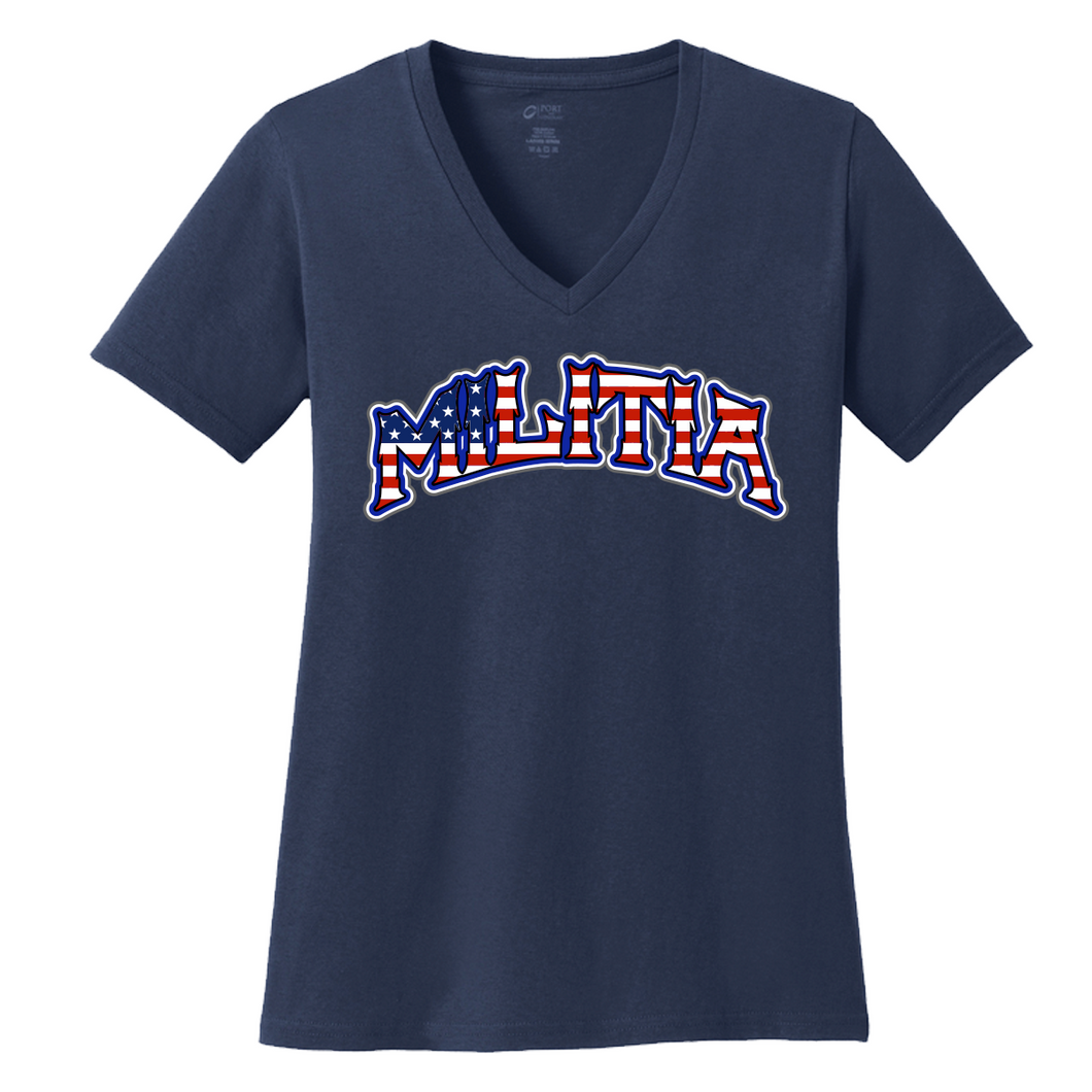 Manalapan Militia Navy Ladies V Neck