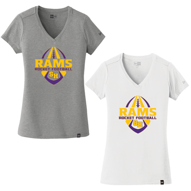 Rams Football Ladies Short Sleeve V-Neck Shirt