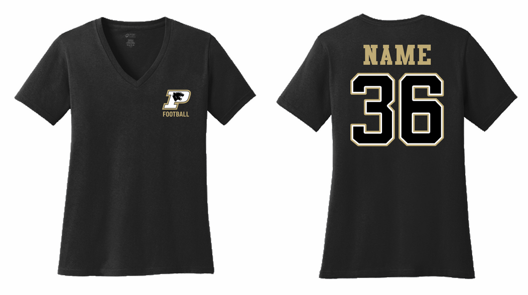 PANTHERS FOOTBALL LADIES SHORT SLEEVE V-NECK SHIRT