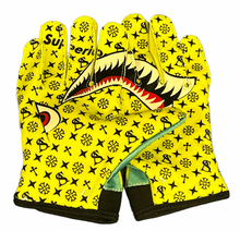 SUPERIOR ATHLETE Yellow to Blue with Black Shark Gloves
