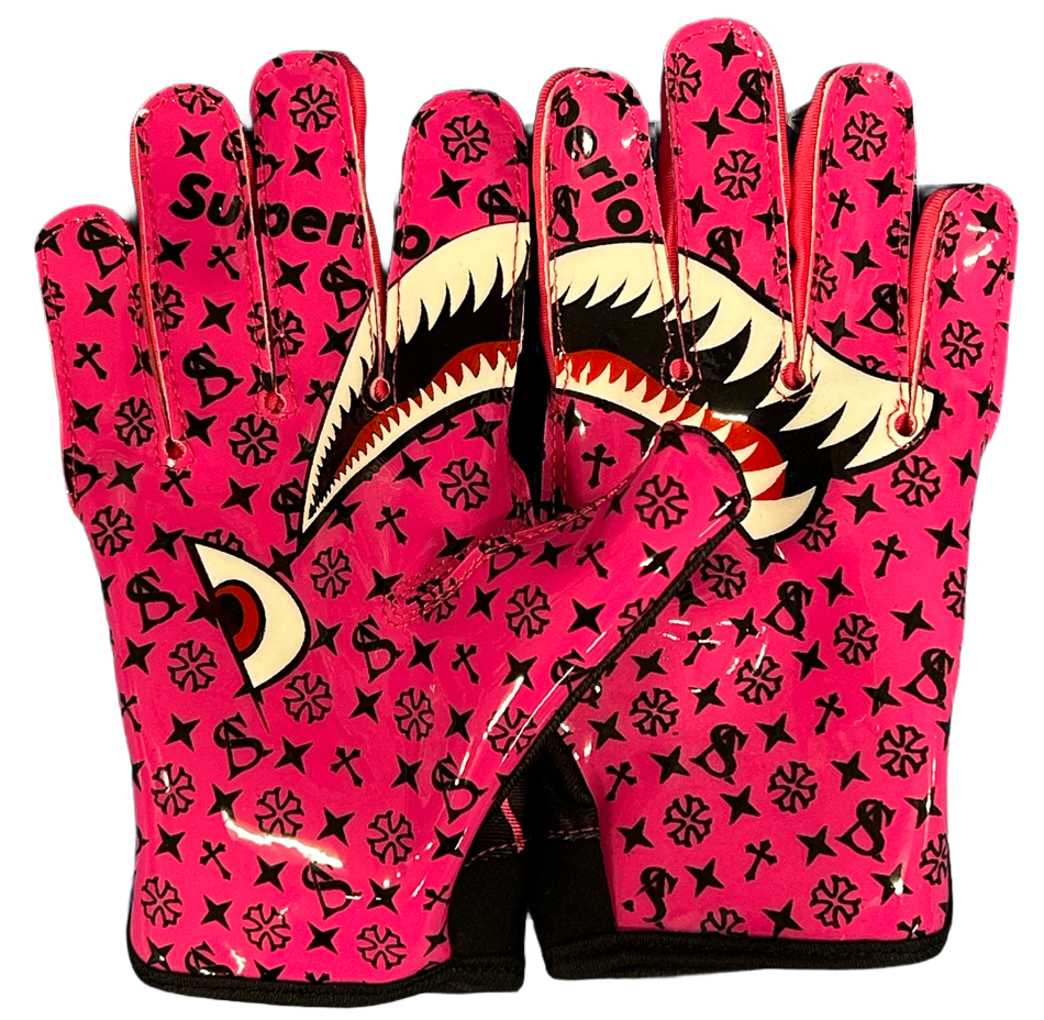 SUPERIOR ATHLETE Pink with Black Shark Gloves