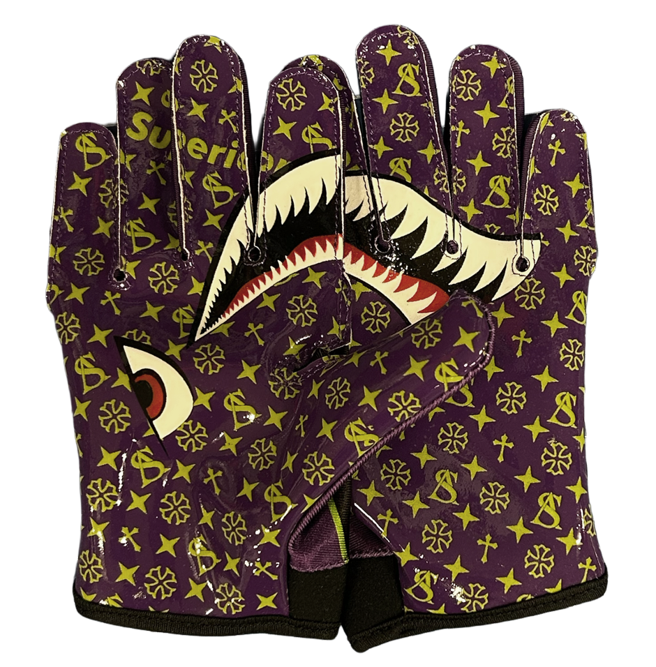 SUPERIOR ATHLETE Purple with Green Shark Gloves