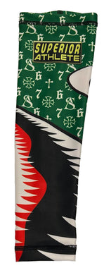 Superior Athlete White 67 Green Shark Arm Sleeve