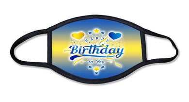 Gold and Blue Happy Birthday Face Mask