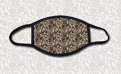 Black Lace Flower Pattern Face Mask