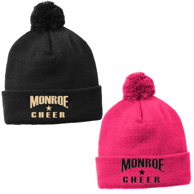 Monroe Cheer Embroidery Pom Beanie Hat