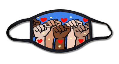 Power Fists and Hearts Face Mask