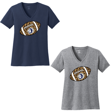 Howell Lions Cheetah Football Ladies Short Sleeve V-Neck Shirt
