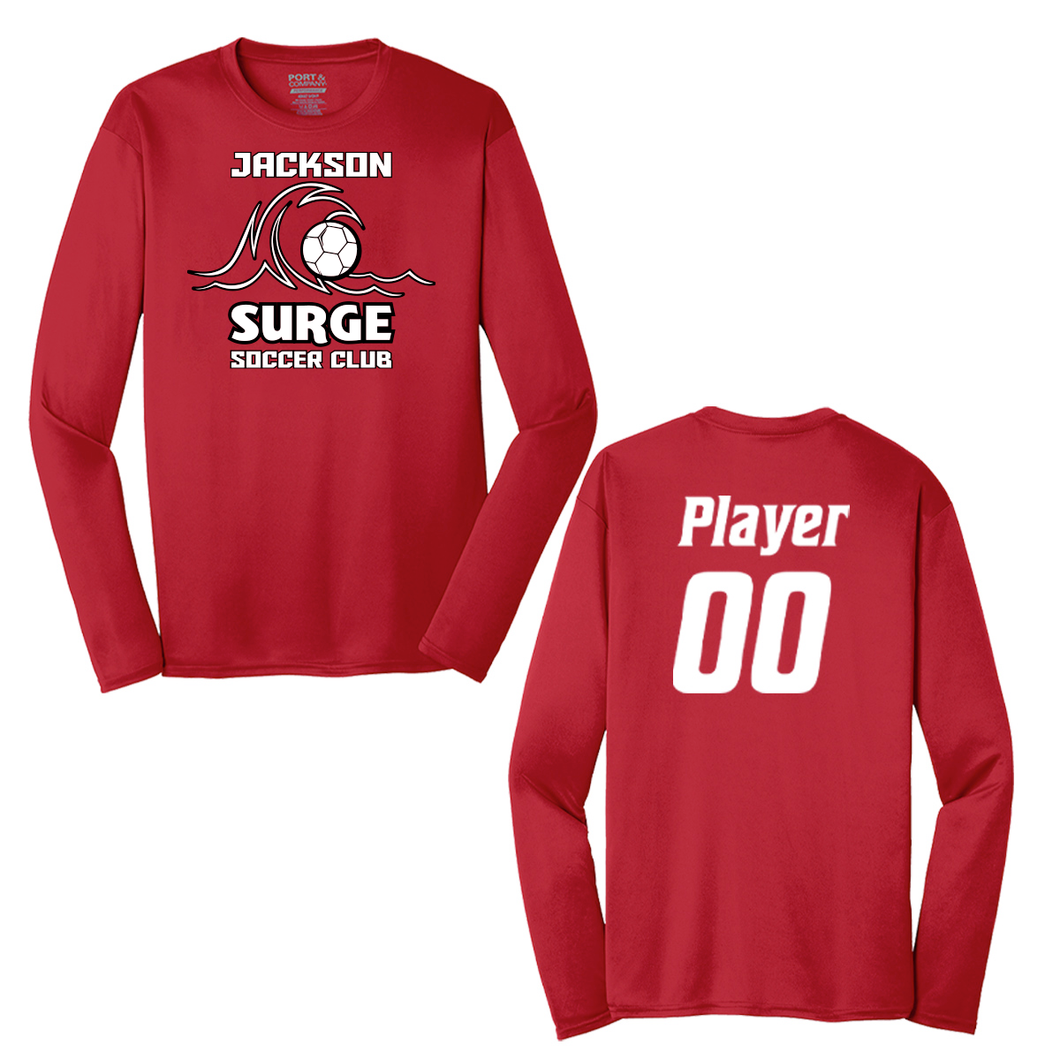 Jackson Surge Soccer Club Long Sleeve Performance Shirt Red