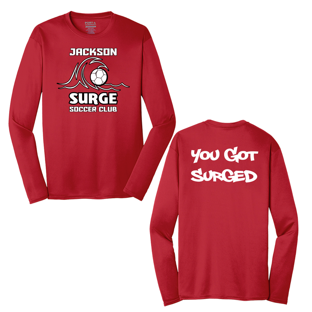 Jackson Surge Soccer Club Long Sleeve Performance Shirt Red - You Got Surged Back