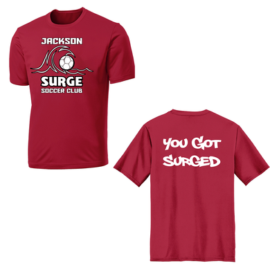 Jackson Surge Soccer Club Dri Fit Tri Blend Shirt Red- You Got Surged Back