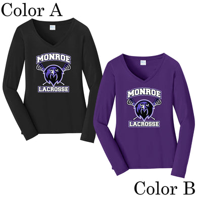 Monroe Lacrosse Ladies Long Sleeve V-Neck Shirt