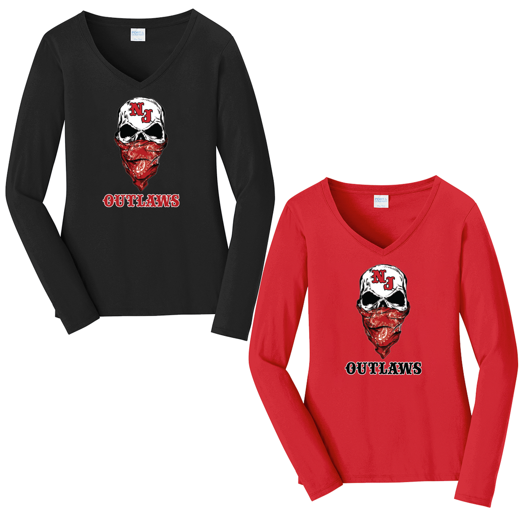 New Jersey Outlaws Ladies Long Sleeve V-Neck Shirt