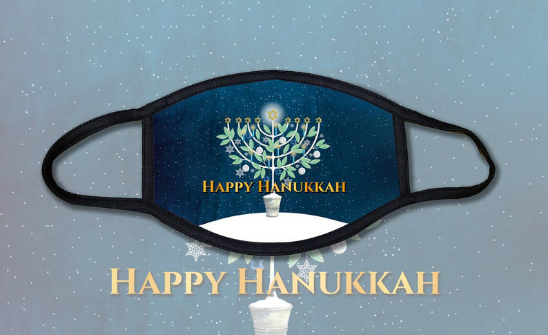 Happy Hanukkah Menorah Face Mask
